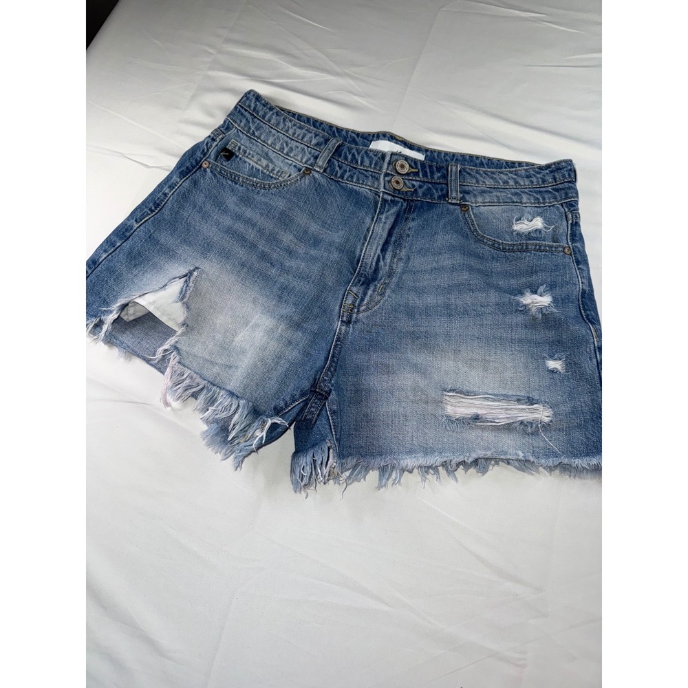KanCan High Rise Distressed Denim Shorts Medium Wash KC8560NL Size 11/29
